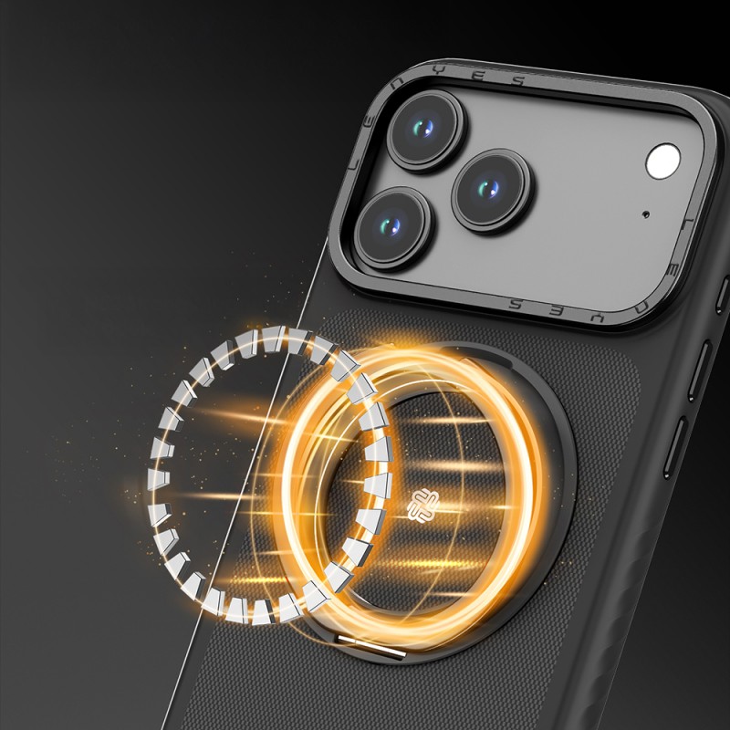 Bal-z Apple iPhone 17 Pro Max Kılıf M-safe Şarj Özellikli Metal Standlı Lenyes CK225 Kevlar Kapak