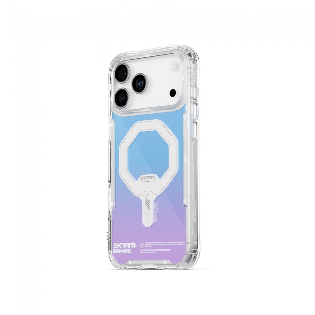 Apple iPhone 17 Pro Max Kılıf Skinarma M-Safe Şarj Özellikli IML Baskılı Holografik MYST Kapak Apple iPhone 17 Pro Max Kılıf Skinarma M-Safe Şarj Özellikli IML Baskılı Holografik MYST Kapak