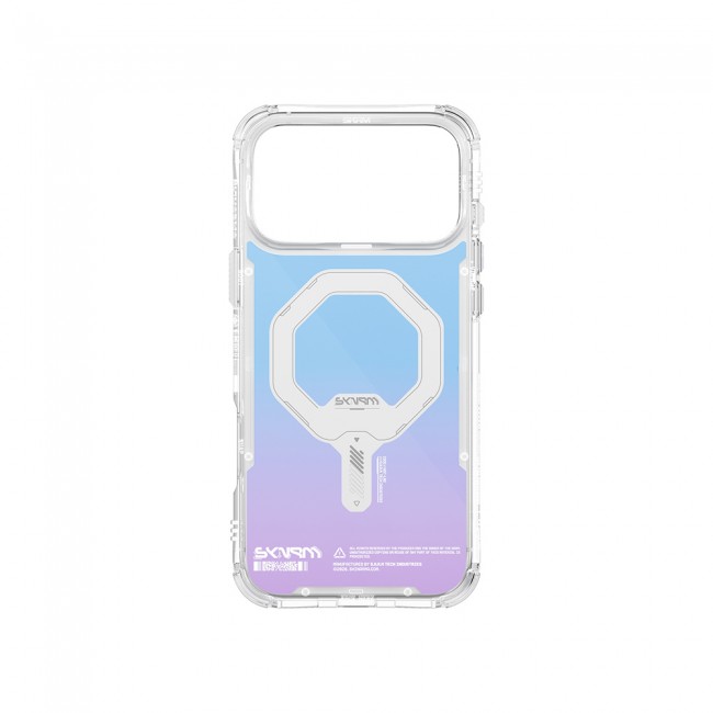 Apple iPhone 17 Pro Max Kılıf Skinarma M-Safe Şarj Özellikli IML Baskılı Holografik MYST Kapak Apple iPhone 17 Pro Max Kılıf Skinarma M-Safe Şarj Özellikli IML Baskılı Holografik MYST Kapak