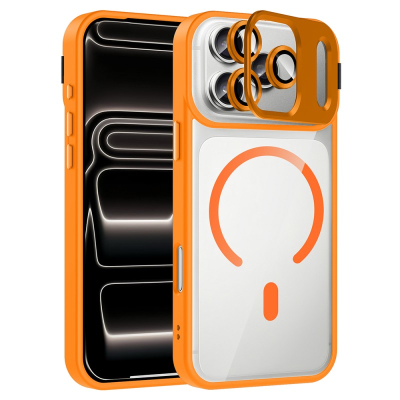 Bal-z Apple iPhone 17 Pro Max Kılıf Standlı ve Kamera Lens Hediyeli M-Safe Şarj Özellikli  Etro Kapak