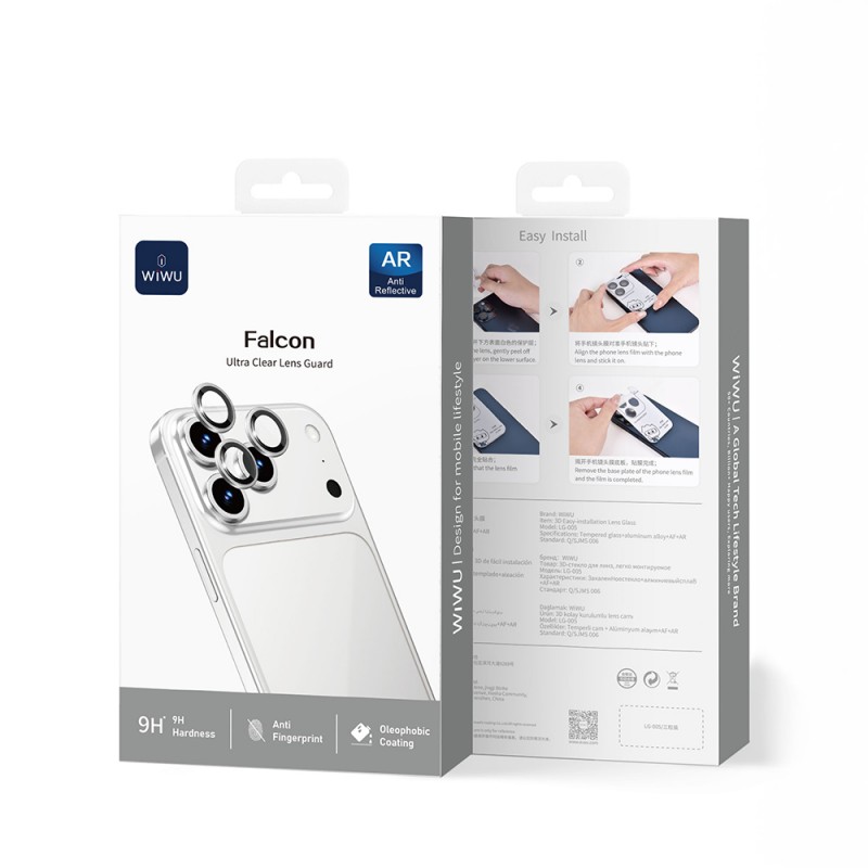 Bal-z Apple iPhone 17 Pro Max Wiwu LG-005 Falcon Anti Reflective Çizilmeye Karşı Dayanıklı Kamera Lens Koruyucu