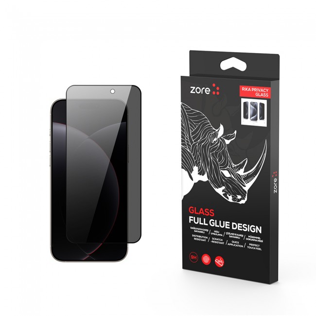 Apple iPhone 17 Pro Zore Rika Premium Privacy Temperli Cam Ekran Koruyucu Apple iPhone 17 Pro Zore Rika Premium Privacy Temperli Cam Ekran Koruyucu