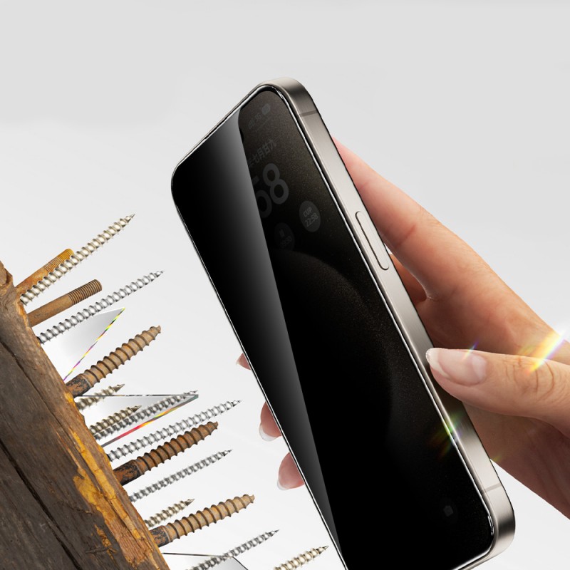 Bal-z Apple iPhone 17  2.5D Oliv Privacy Temperli Cam Ekran Koruyucu + Kolay Uygulama Aparatı