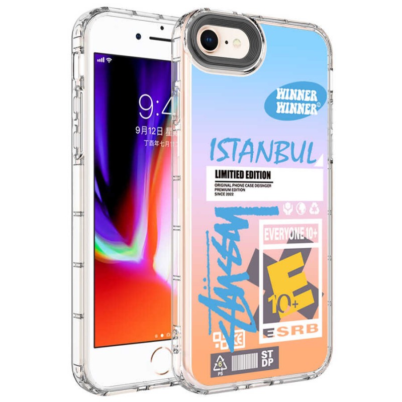 Bal-z Apple iPhone 7 Kılıf Kamera Korumalı Renkli Desenli Sert Silikon  Korn Kapak