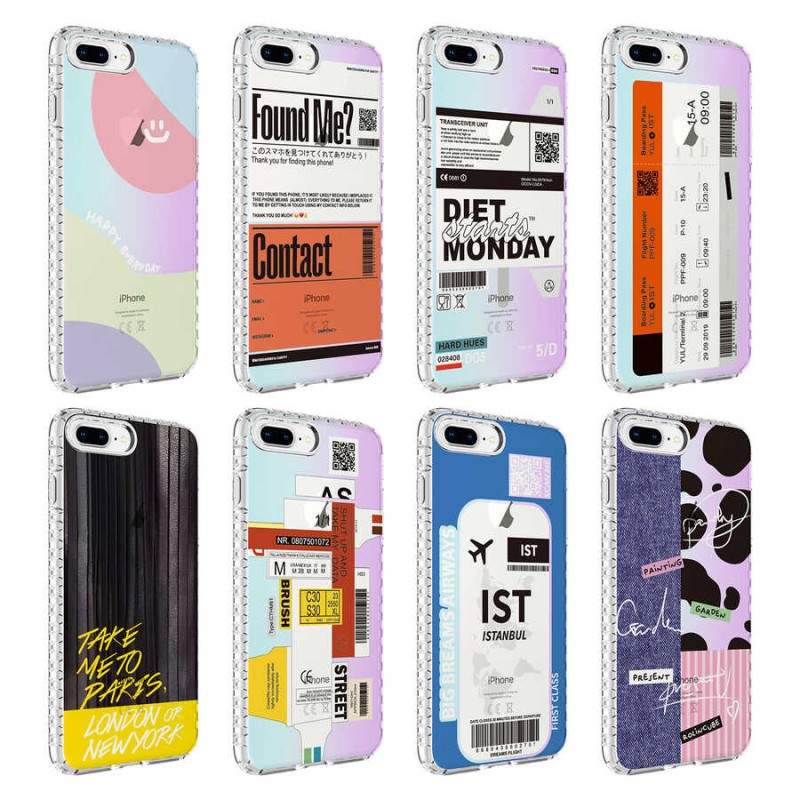 Bal-z Apple iPhone 7 Plus Kılıf Airbag Kenarlı Renkli Desenli Silikon  Elegans Kapak