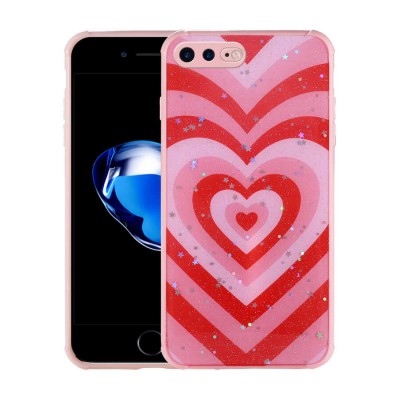 Bal-z Apple iPhone 7 Plus Kılıf Simli Desenli Kamera Korumalı Parlak  Popy Kapak