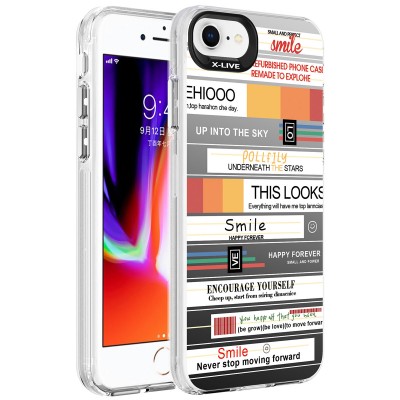 Bal-z Apple iPhone 8 Kılıf Desenli  Silver Sert Kapak