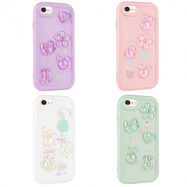 Apple iPhone 8 Kılıf Kabartma Figürlü Parlak Zore Toys Silikon Kapak Apple iPhone 8 Kılıf Kabartma Figürlü Parlak Zore Toys Silikon Kapak