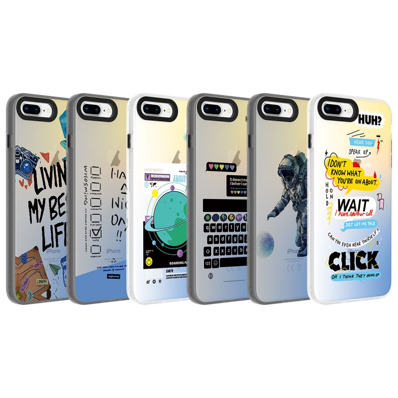 Bal-z Apple iPhone 8 Plus Kılıf Desenli  Dragon Sert Kapak