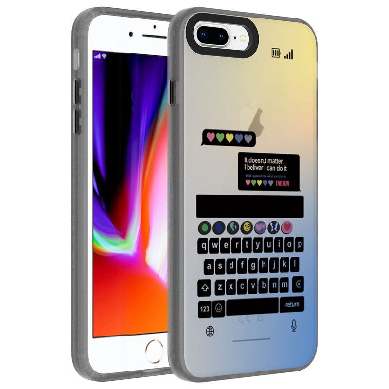 Bal-z Apple iPhone 8 Plus Kılıf Desenli  Dragon Sert Kapak