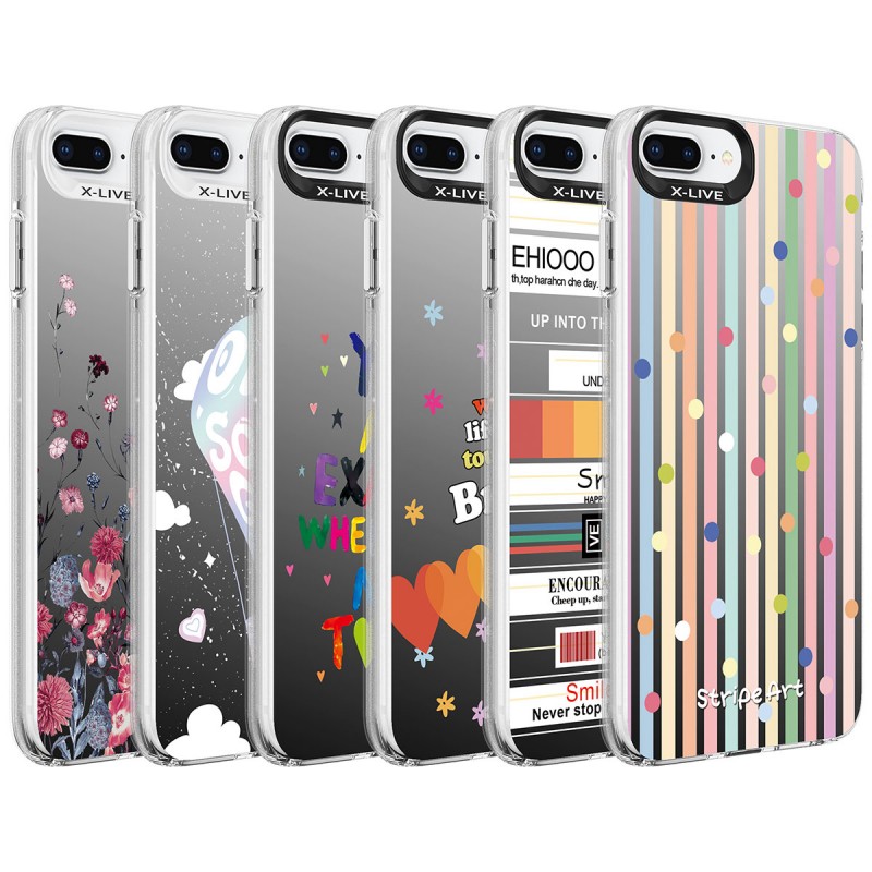 Bal-z Apple iPhone 8 Plus Kılıf Desenli  Silver Sert Kapak