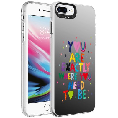 Bal-z Apple iPhone 8 Plus Kılıf Desenli  Silver Sert Kapak