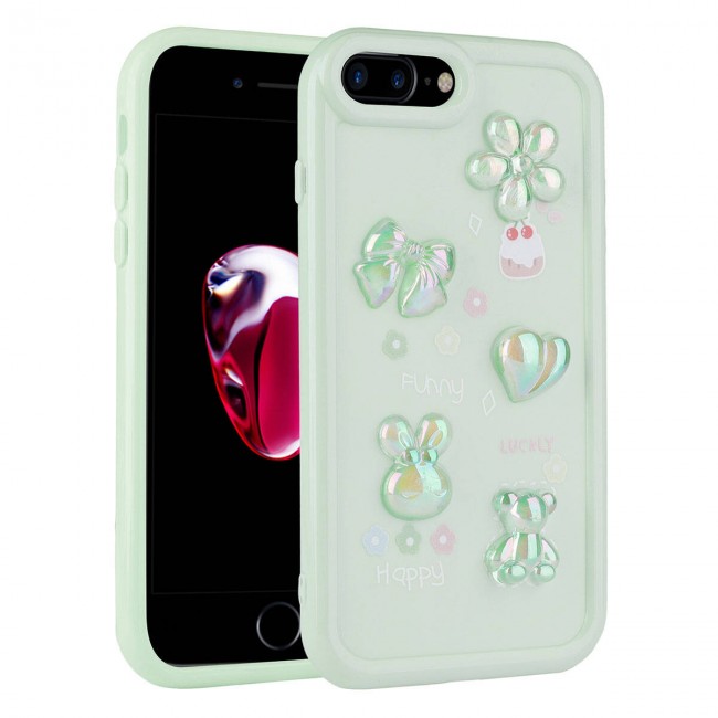 Apple iPhone 8 Plus Kılıf Kabartma Figürlü Parlak Zore Toys Silikon Kapak Apple iPhone 8 Plus Kılıf Kabartma Figürlü Parlak Zore Toys Silikon Kapak