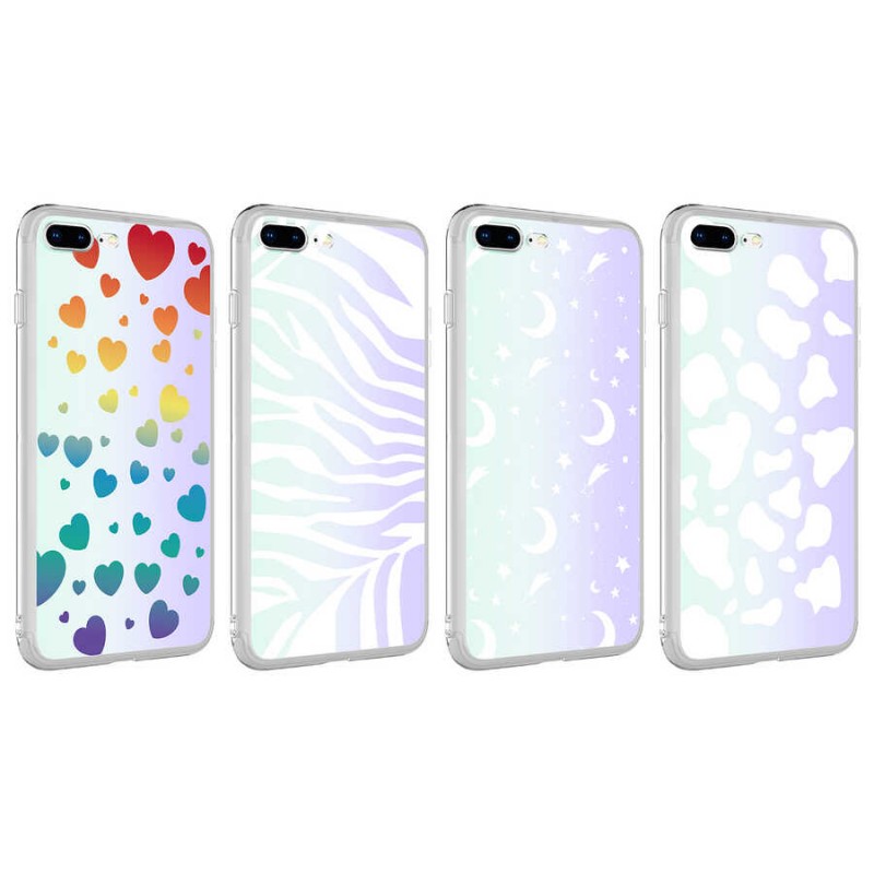 Bal-z Apple iPhone 8 Plus Kılıf  M-Blue Desenli Kapak