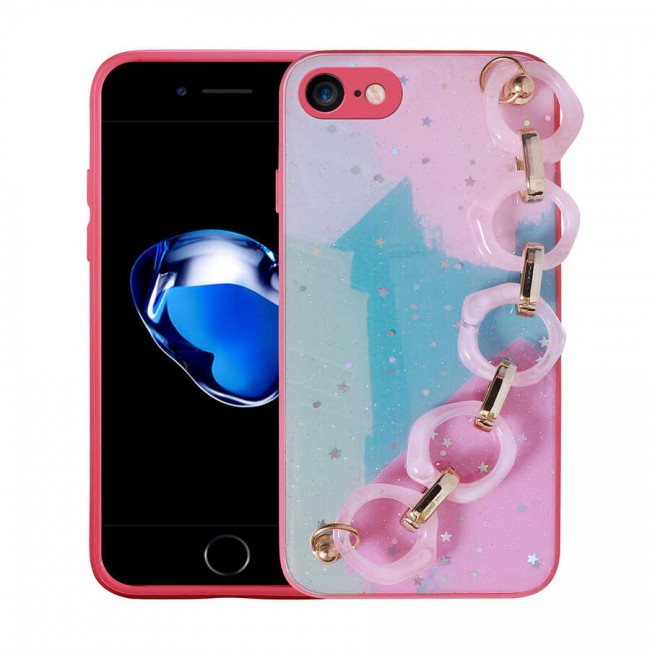 Apple iPhone SE 2020 Kılıf Simli Desenli El Askılı Tutacaklı Zore Elsa Silikon Kapak Apple iPhone SE 2020 Kılıf Simli Desenli El Askılı Tutacaklı Zore Elsa Silikon Kapak