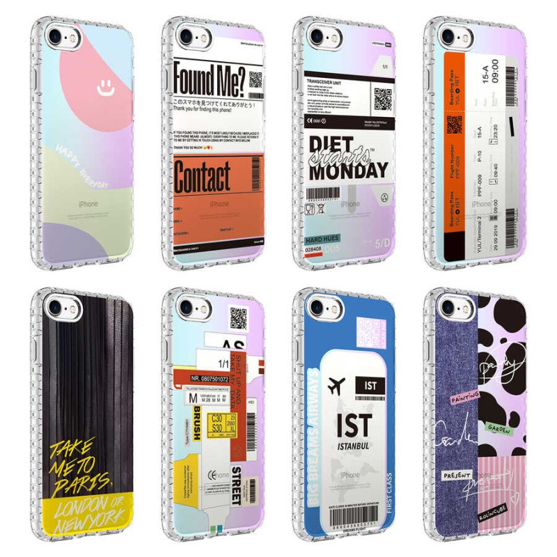 Bal-z Apple iPhone SE 2022 Kılıf Airbag Kenarlı Renkli Desenli Silikon  Elegans Kapak