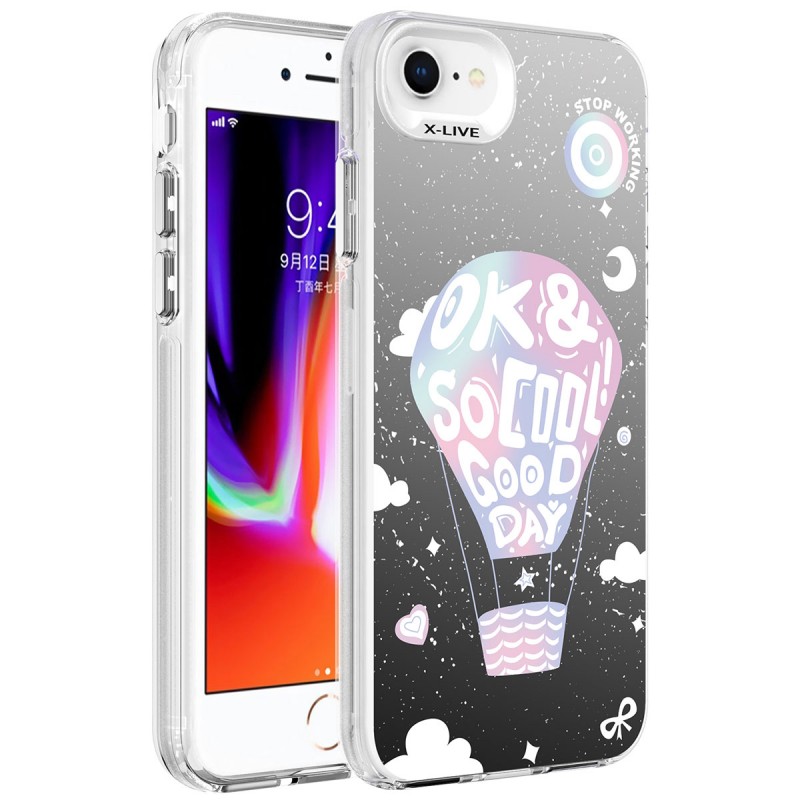 Bal-z Apple iPhone SE 2022 Kılıf Desenli  Silver Sert Kapak