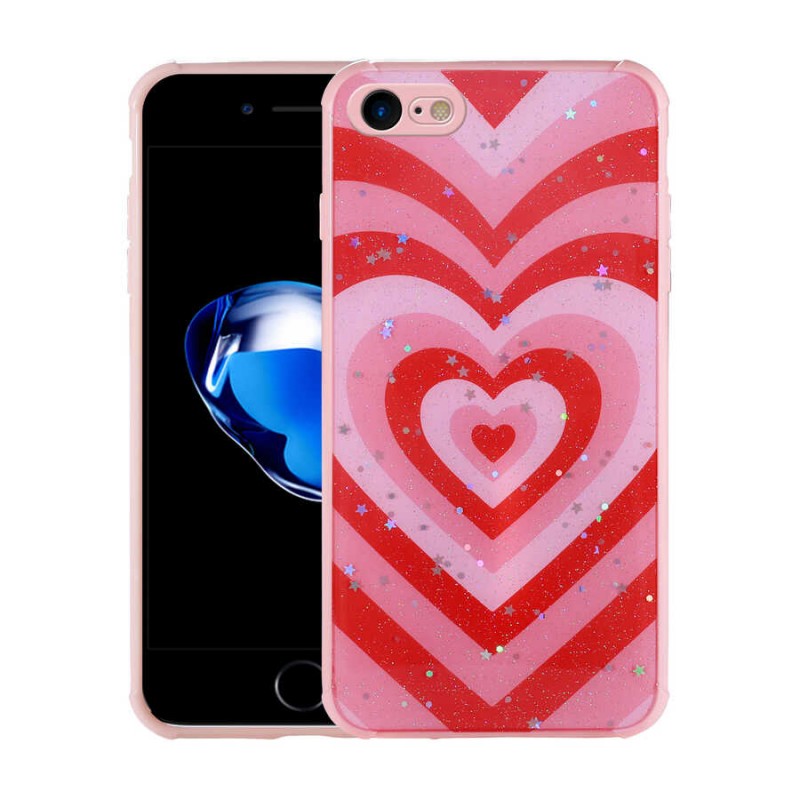 Bal-z Apple iPhone SE 2022 Kılıf Simli Desenli Kamera Korumalı Parlak  Popy Kapak