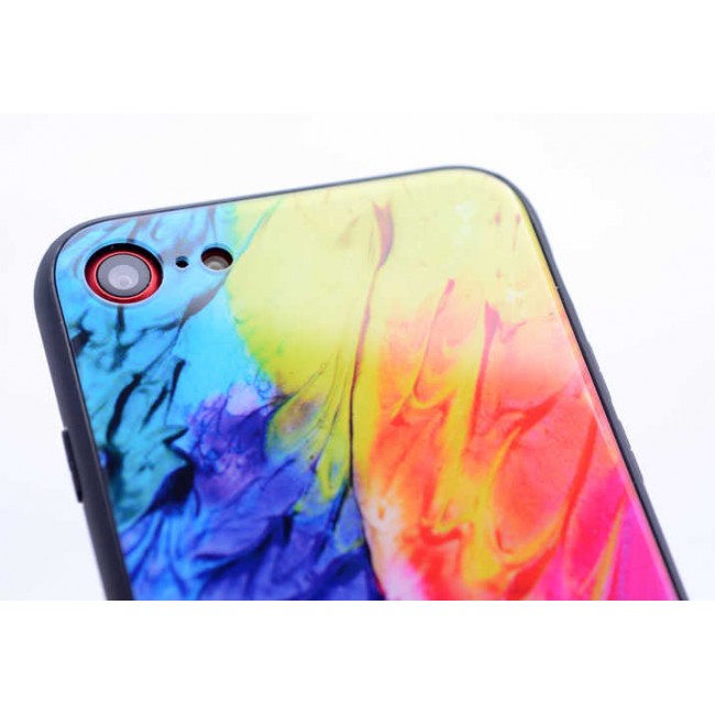 Apple iPhone SE 2022 Kılıf Zore Ebruli Cam Kapak Apple iPhone SE 2022 Kılıf Zore Ebruli Cam Kapak