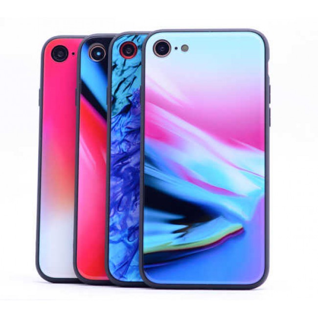 Apple iPhone SE 2022 Kılıf Zore Ebruli Cam Kapak Apple iPhone SE 2022 Kılıf Zore Ebruli Cam Kapak