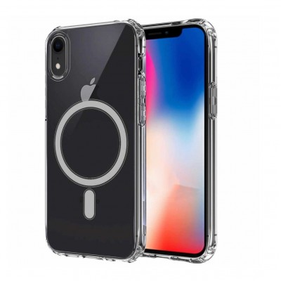 Bal-z Apple iPhone XR 6.1 Kılıf M-safe Şarj Özellikli Şeffaf Sert PC  Embos Kapak