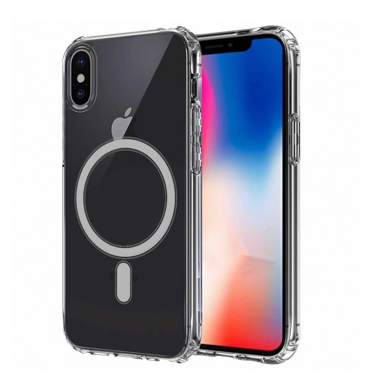 Bal-z Apple iPhone XS Max 6.5 Kılıf M-safe Şarj Özellikli Şeffaf Sert PC  Embos Kapak