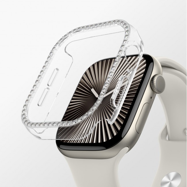 Apple Watch 10 42mm Amazingthing Gleam Fit FullGuard Taşlı Sert PC Kasa ve Ekran Koruyucu Apple Watch 10 42mm Amazingthing Gleam Fit FullGuard Taşlı Sert PC Kasa ve Ekran Koruyucu