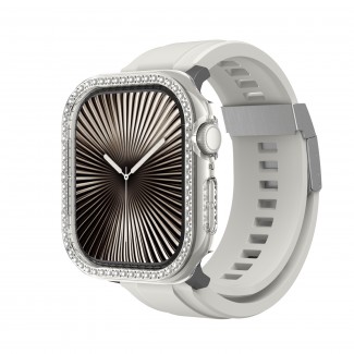Apple Watch 10 42mm Amazingthing Gleam Fit FullGuard Taşlı Sert PC Kasa ve Ekran Koruyucu Apple Watch 10 42mm Amazingthing Gleam Fit FullGuard Taşlı Sert PC Kasa ve Ekran Koruyucu