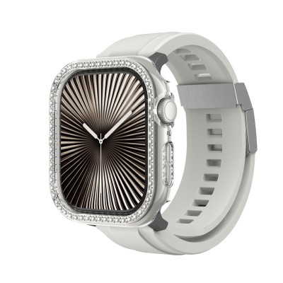 Bal-z Apple Watch 10 42mm Amazingthing Gleam Fit FullGuard Taşlı Sert PC Kasa ve Ekran Koruyucu