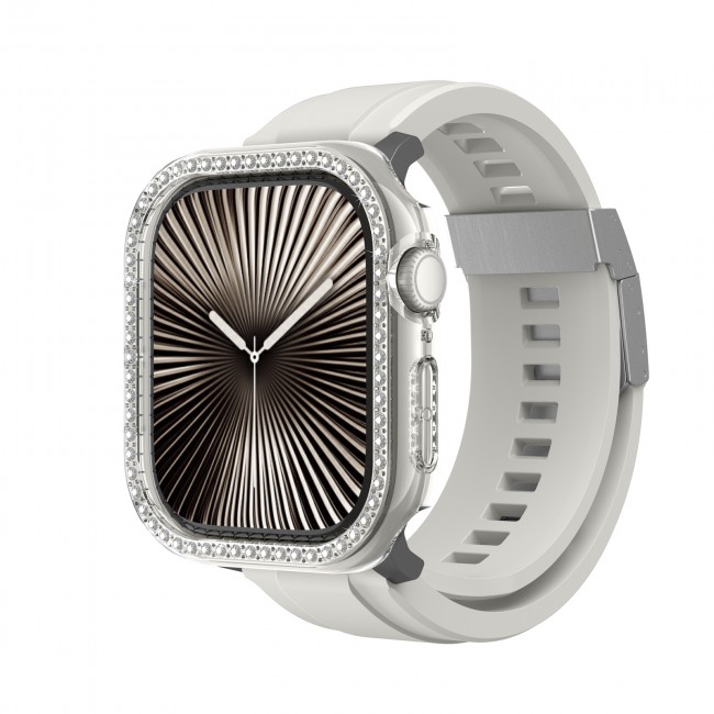 Apple Watch 10 42mm Amazingthing Gleam Fit FullGuard Taşlı Sert PC Kasa ve Ekran Koruyucu Apple Watch 10 42mm Amazingthing Gleam Fit FullGuard Taşlı Sert PC Kasa ve Ekran Koruyucu