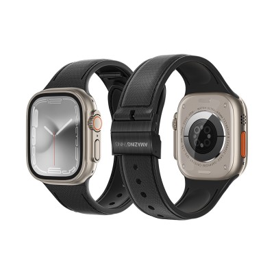 Bal-z Apple Watch 10 42mm Amazingthing Titan Swift Deri Dokulu Silikon Kordon