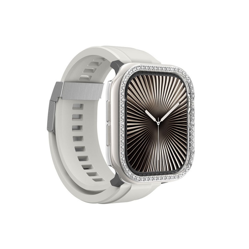 Bal-z Apple Watch 10 46mm Amazingthing Gleam Fit FullGuard Taşlı Sert PC Kasa ve Ekran Koruyucu