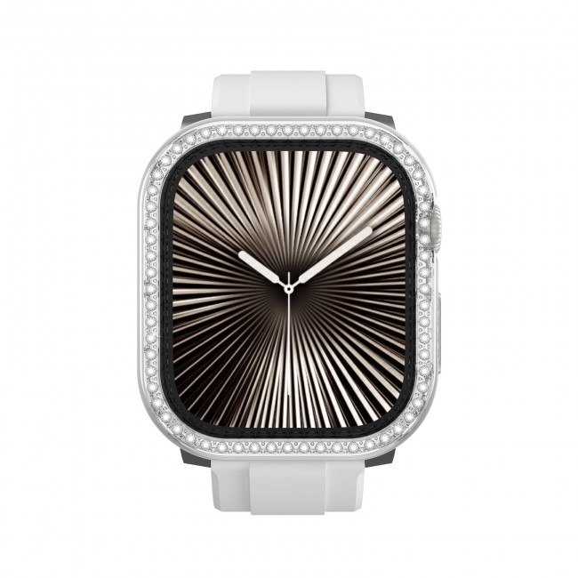 Apple Watch 10 46mm Amazingthing Gleam Fit FullGuard Taşlı Sert PC Kasa ve Ekran Koruyucu Apple Watch 10 46mm Amazingthing Gleam Fit FullGuard Taşlı Sert PC Kasa ve Ekran Koruyucu