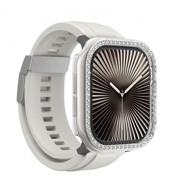 Apple Watch 10 46mm Amazingthing Gleam Fit FullGuard Taşlı Sert PC Kasa ve Ekran Koruyucu Apple Watch 10 46mm Amazingthing Gleam Fit FullGuard Taşlı Sert PC Kasa ve Ekran Koruyucu