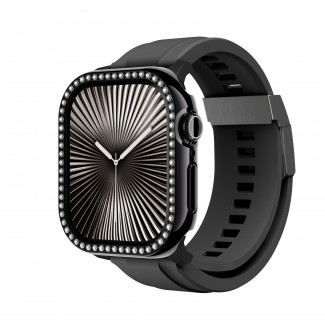 Apple Watch 10 46mm Amazingthing Gleam Fit FullGuard Taşlı Sert PC Kasa ve Ekran Koruyucu Apple Watch 10 46mm Amazingthing Gleam Fit FullGuard Taşlı Sert PC Kasa ve Ekran Koruyucu