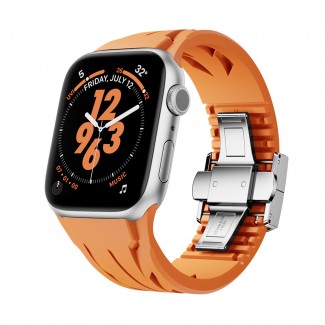 Apple Watch 10 46mm KRD-127 Metal Tokalı Silikon Kordon Apple Watch 10 46mm KRD-127 Metal Tokalı Silikon Kordon