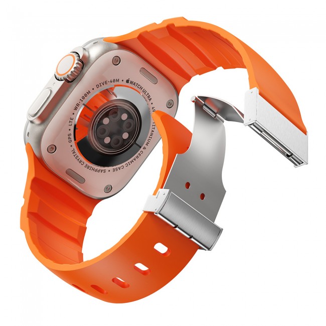 Apple Watch 10 46mm Zore KRD-145 Metal Tokalı Silikon Kordon Apple Watch 10 46mm Zore KRD-145 Metal Tokalı Silikon Kordon