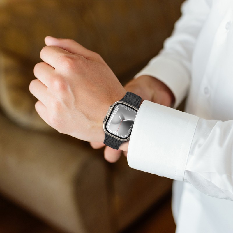 Bal-z Apple Watch 38mm Amazingthing Titan Swift Deri Dokulu Silikon Kordon