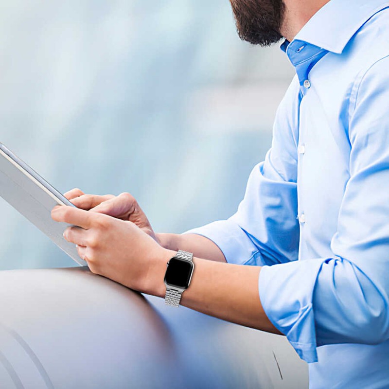 Bal-z Apple Watch 42mm Wiwu Seven Beads Steel Belt Metal Kordon