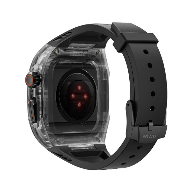 Bal-z Apple Watch 42mm Wiwu Wi-WB013 Rambo Serisi 2in1 Şeffaf PC Kasa Koruyuculu Kauçuk Kordon