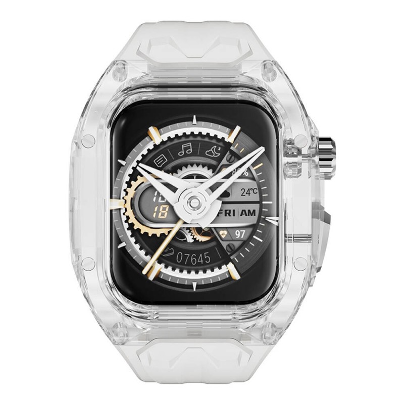 Bal-z Apple Watch 42mm Wiwu Wi-WB013 Rambo Serisi 2in1 Şeffaf PC Kasa Koruyuculu Kauçuk Kordon