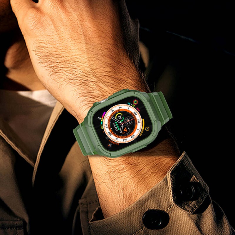 Bal-z Apple Watch 42mm Wiwu Wi-WB014 Armor Serisi 2in1 Sert PC Kasa Koruyuculu Silikon Kordon