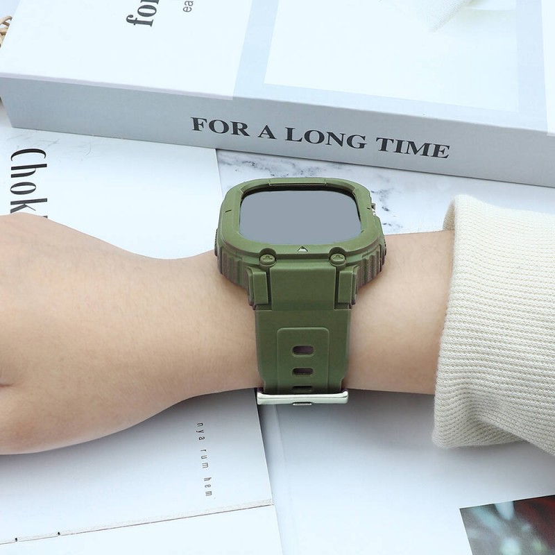 Bal-z Apple Watch 42mm Wiwu Wi-WB014 Armor Serisi 2in1 Sert PC Kasa Koruyuculu Silikon Kordon