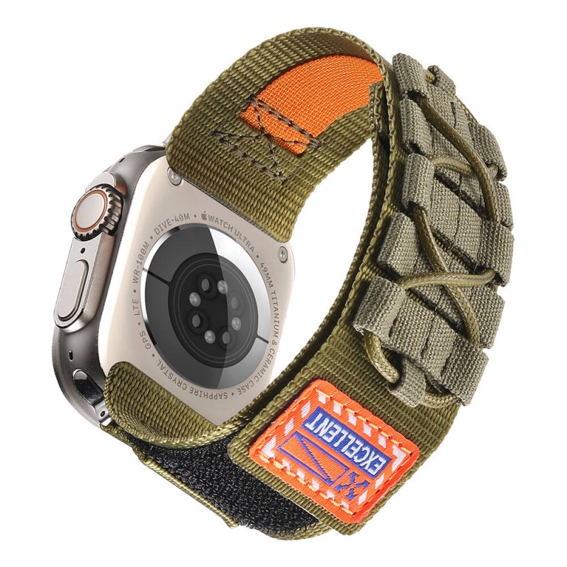 Bal-z Apple Watch 42mm  KRD-112 Orbital Örgülü Halat Tasarımlı Naylon Kumaş Hasır Kordon