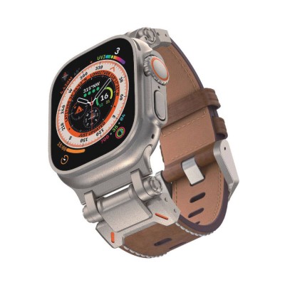 Bal-z Apple Watch 42mm  KRD-114 Metal Başlıklı Suni Deri Kordon