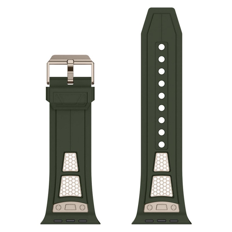 Bal-z Apple Watch 42mm Zore KRD-117 Hava Alabilen Delikli Metal Süslemeli Desenli Silikon Kordon