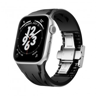 Apple Watch 44mm KRD-127 Metal Tokalı Silikon Kordon Apple Watch 44mm KRD-127 Metal Tokalı Silikon Kordon