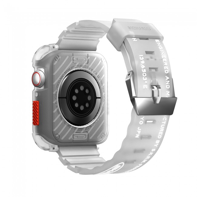 Apple Watch 44mm SkinArma Kurono Sert PC Kasa Koruyucu + Shokku Silikon Kordon Apple Watch 44mm SkinArma Kurono Sert PC Kasa Koruyucu + Shokku Silikon Kordon