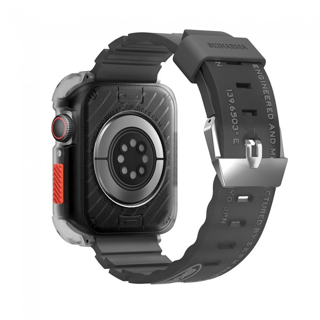 Apple Watch 44mm SkinArma Kurono Sert PC Kasa Koruyucu + Shokku Silikon Kordon Apple Watch 44mm SkinArma Kurono Sert PC Kasa Koruyucu + Shokku Silikon Kordon