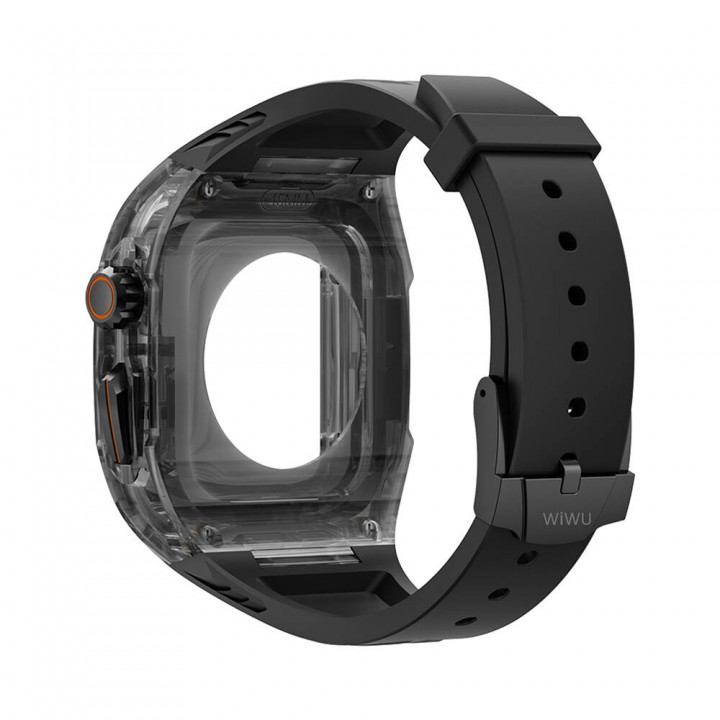 Apple Watch 44mm Wiwu Wi-WB013 Rambo Serisi 2in1 Şeffaf PC Kasa Koruyuculu Kauçuk Kordon